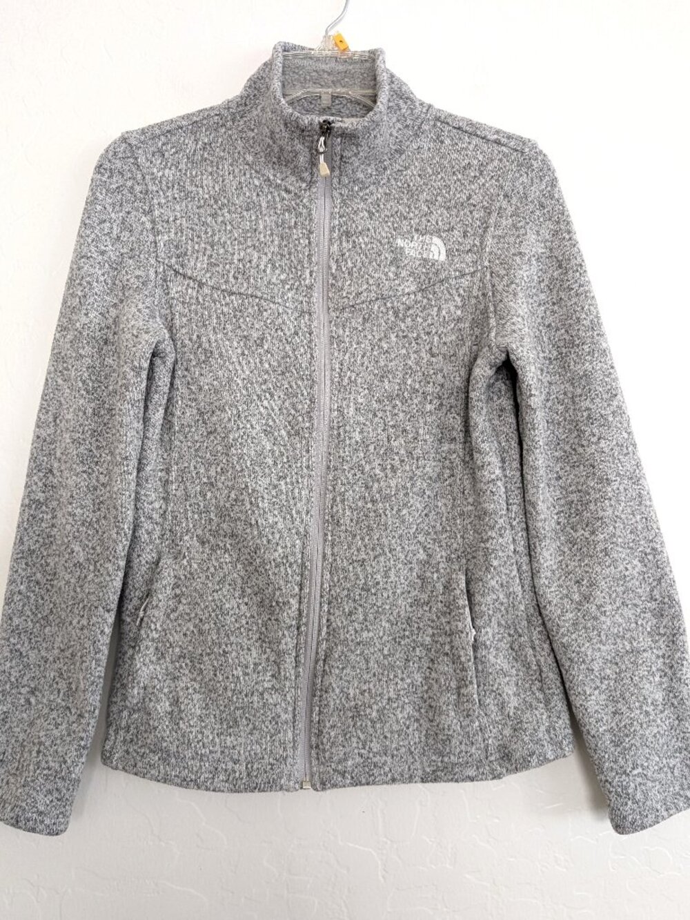 THE NORTH FACE Jacket Women's S Gray Fleece Full Zip Pockets Logo Mock Outdoor